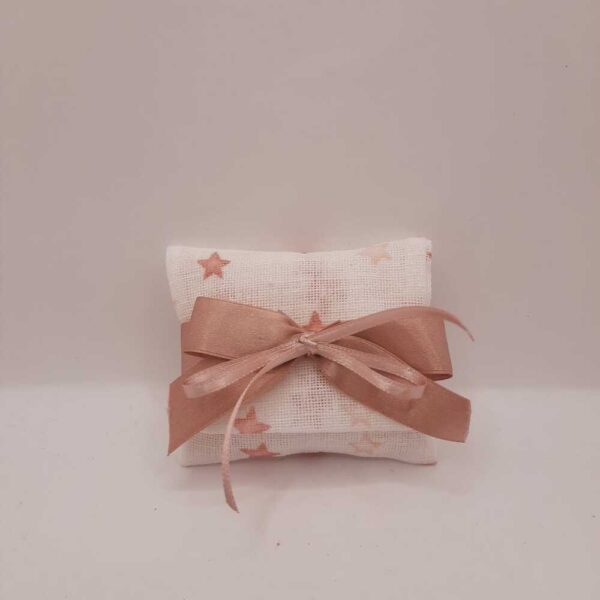 Bustina portaconfetti in lino bianco con stelline